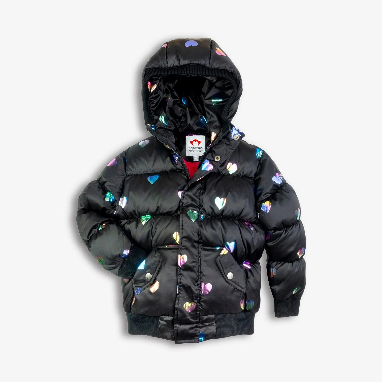 Girls Rainbow Hearts Puffy Coat