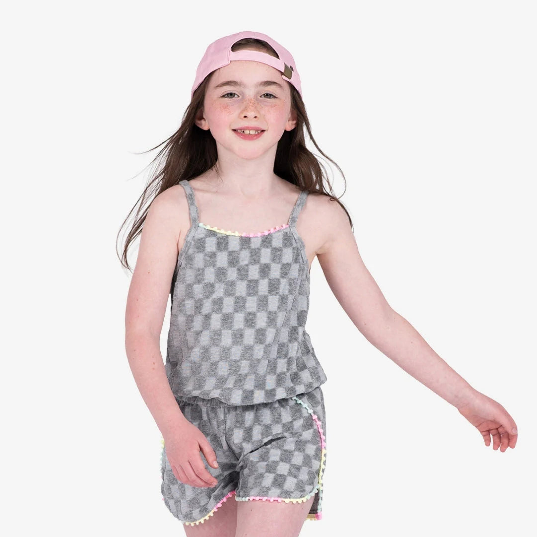 Girls Grey Terry Cloth Romper