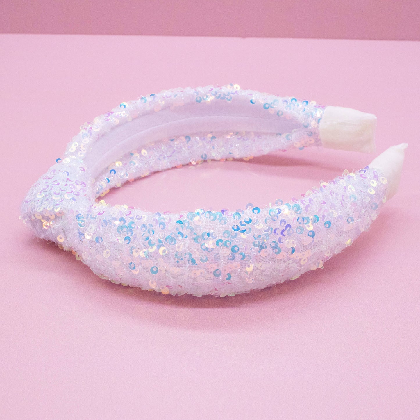 Girls White Sequin Knotted Headband