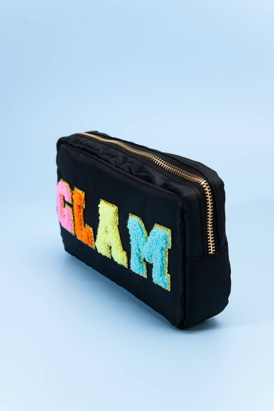 Black "GLAM" Patch Cosmetic Pouch - YellowBrickRoad