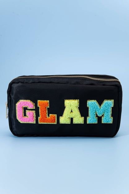 Black "GLAM" Patch Cosmetic Pouch - YellowBrickRoad