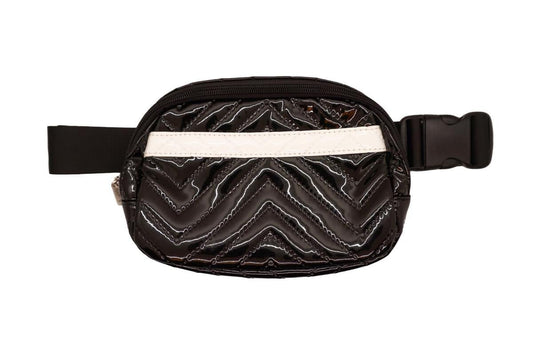 Black Quilted Patent Waist Bag - YellowBrickRoad