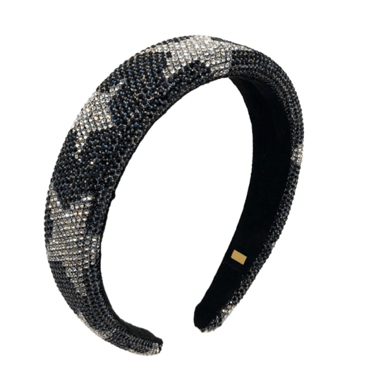 Black With Silver Stars Crystal Headband - YellowBrickRoad