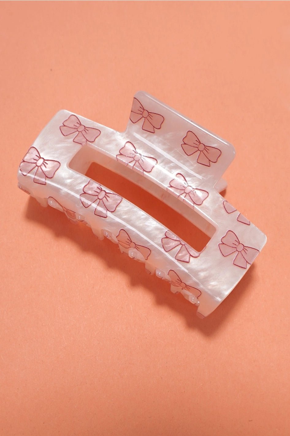 Bow Print Rectangle Hair Claw Clip 🎀 - YellowBrickRoad