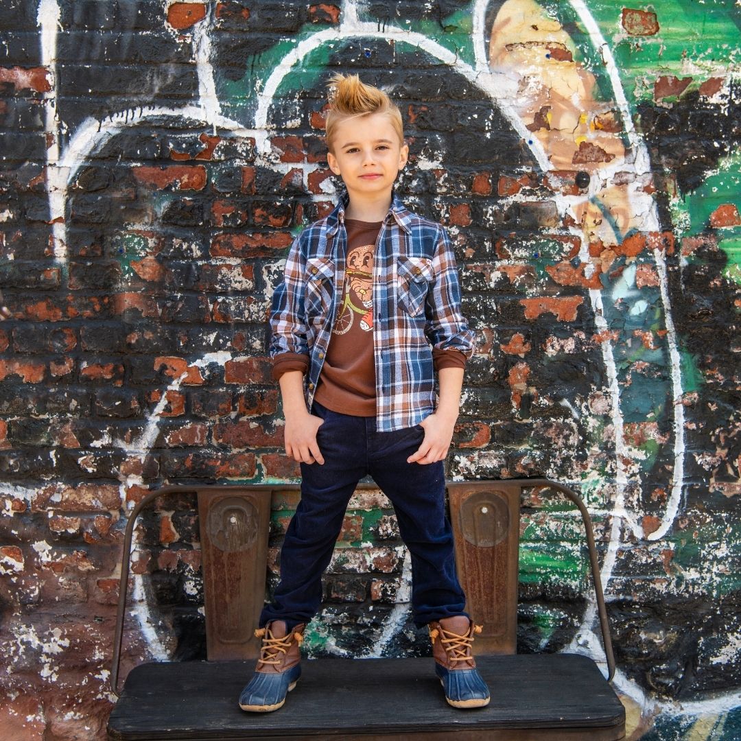 Boys Plaid Flannel Button Down Shirt - YellowBrickRoad