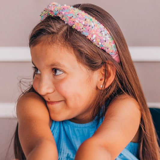 Diadema con nudo de lentejuelas brillantes