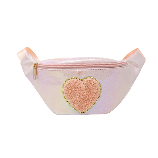 Girls Pink Heart Patch Sling Bag