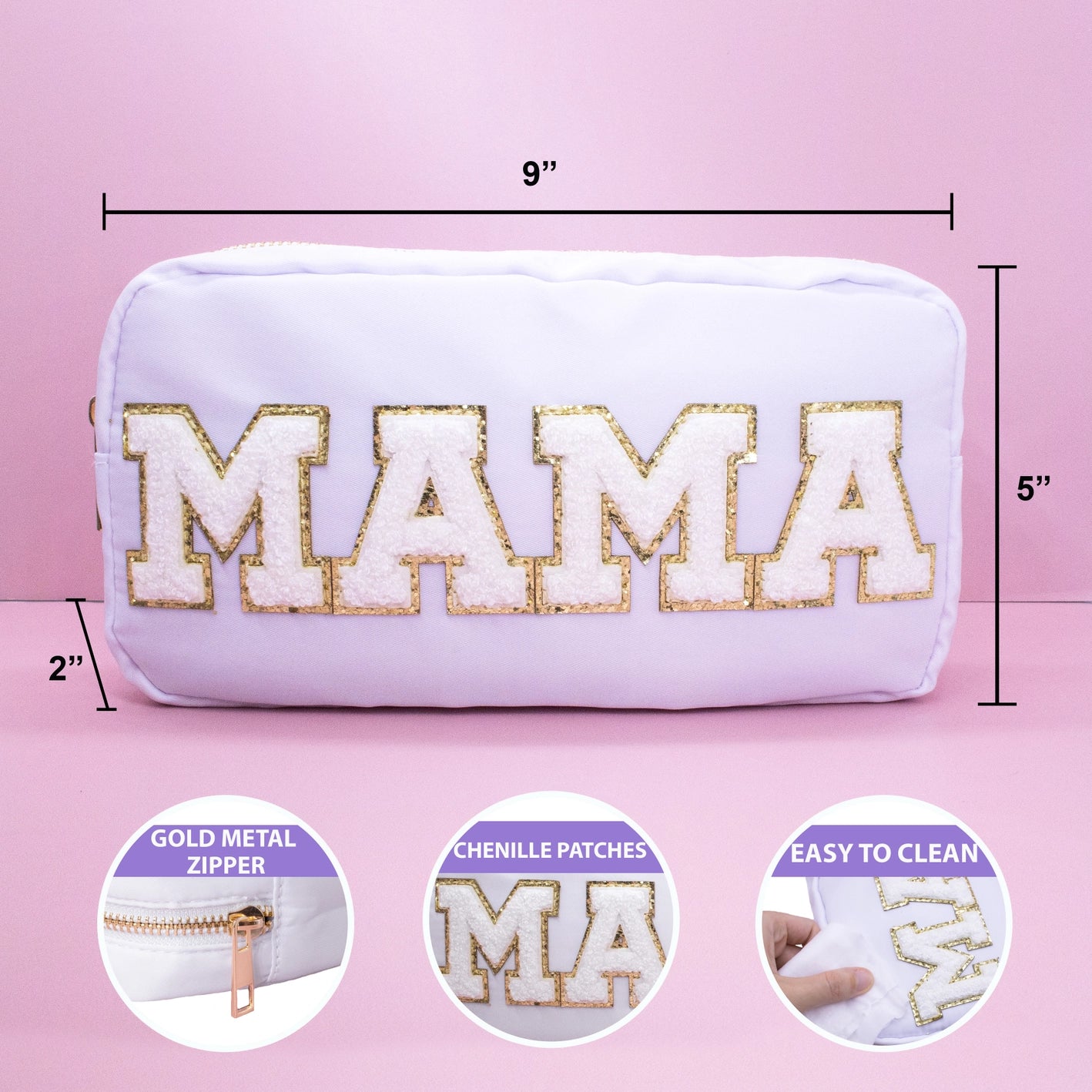 White "Mama" Travel Pouch