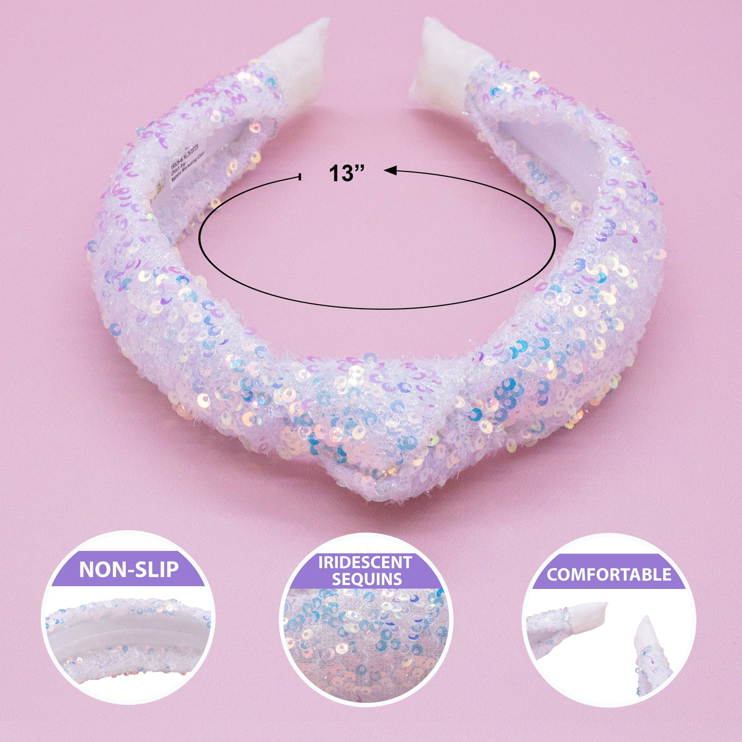 Girls White Sequin Knotted Headband