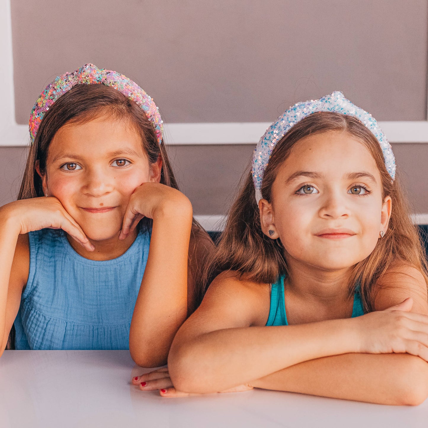 Girls White Sequin Knotted Headband