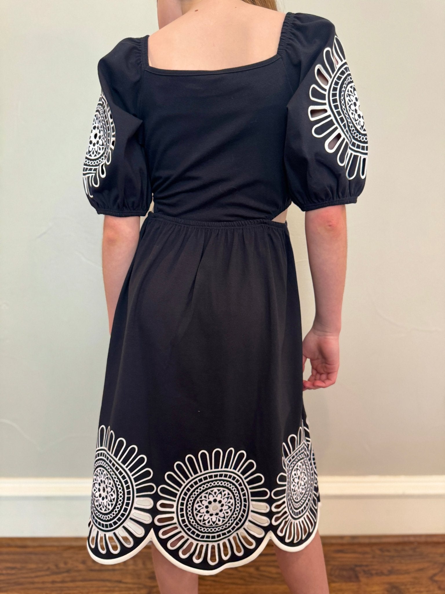 black laser cut dress Taylor Laser Cut Leather Dress