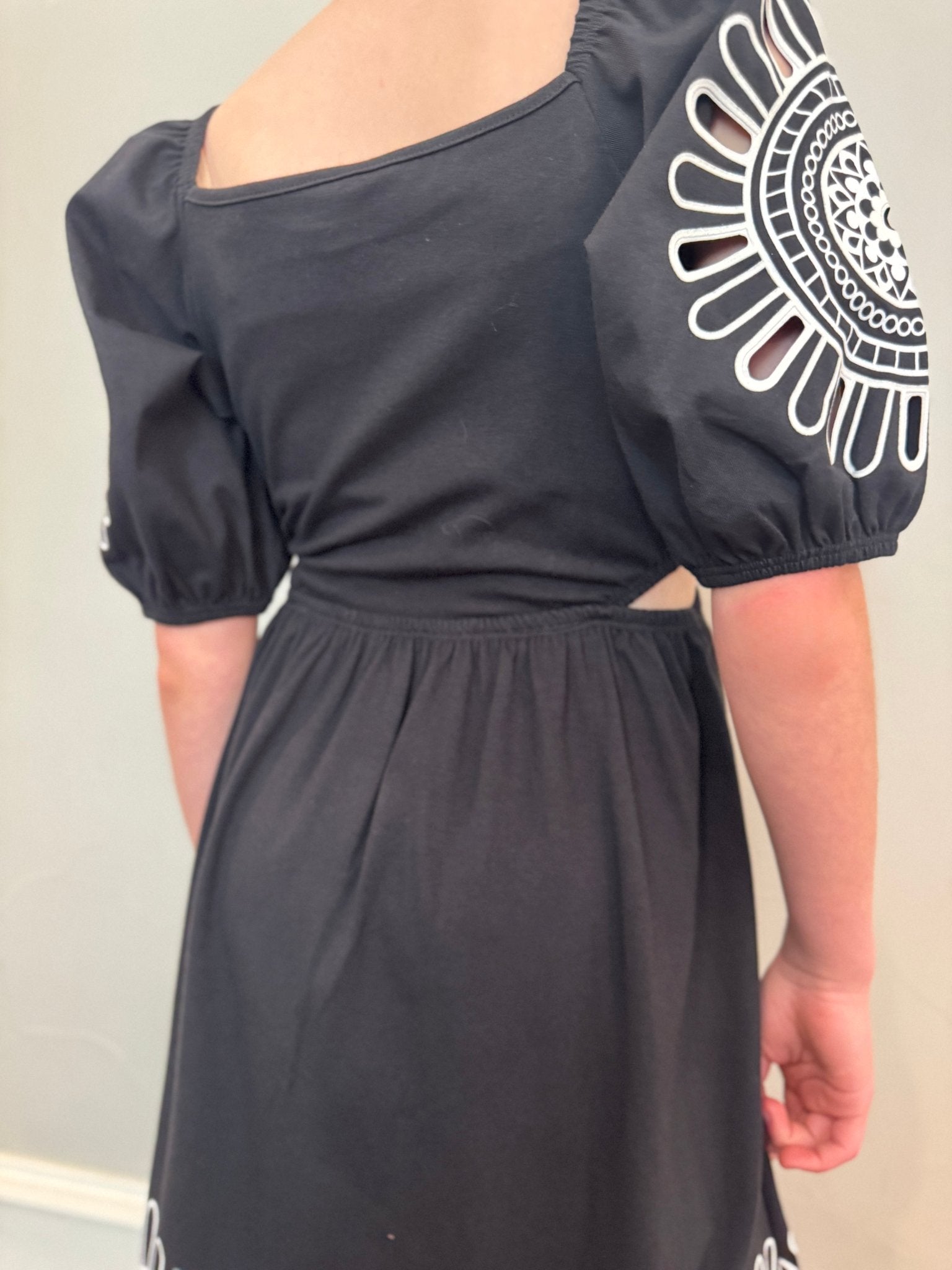 Girls Black Laser Cut Dress Girls Black Laser Cut Dress
