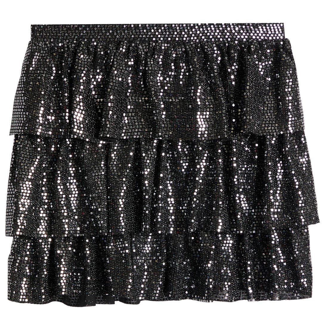 Girls Black Metallic Layered Skirt - YellowBrickRoad