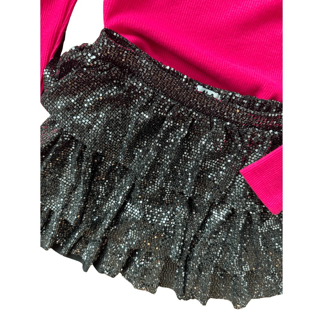 Girls Black Metallic Layered Skirt - YellowBrickRoad