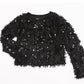 Girls Black Textured Sequin Sweater - YellowBrickRoad