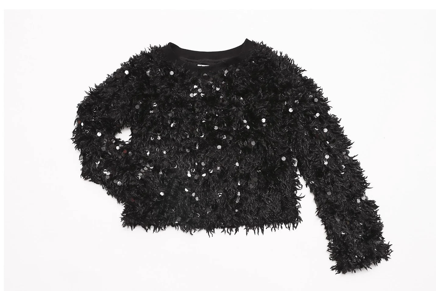 Girls Black Textured Sequin Sweater - YellowBrickRoad