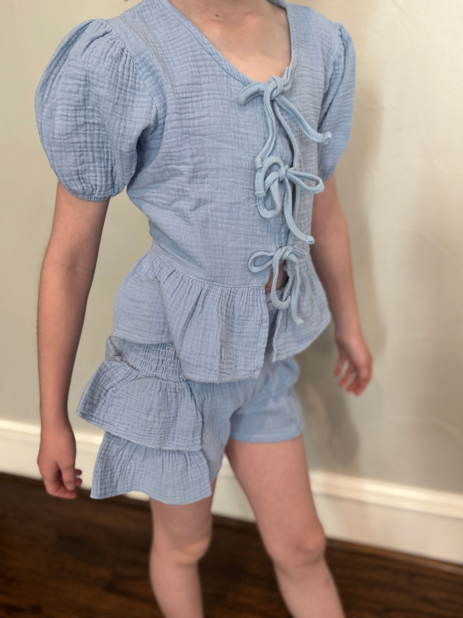 Girls Blue Bow - Front Blouse 💙 - YellowBrickRoad