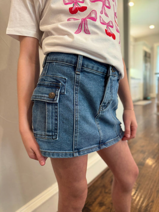 Girls Cargo Denim Skirt - YellowBrickRoad