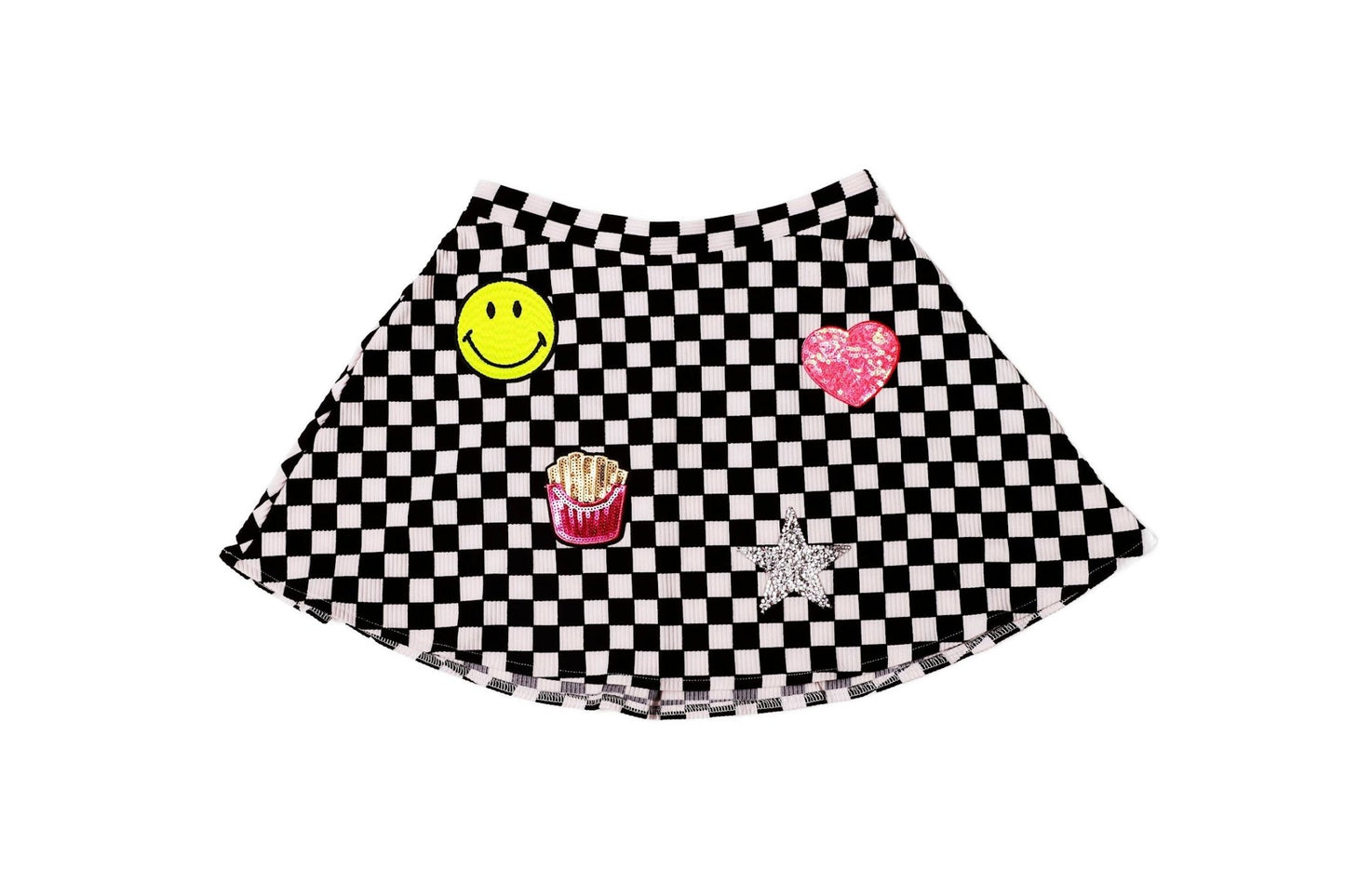 Girls Checkered Patch Skirt - YellowBrickRoad