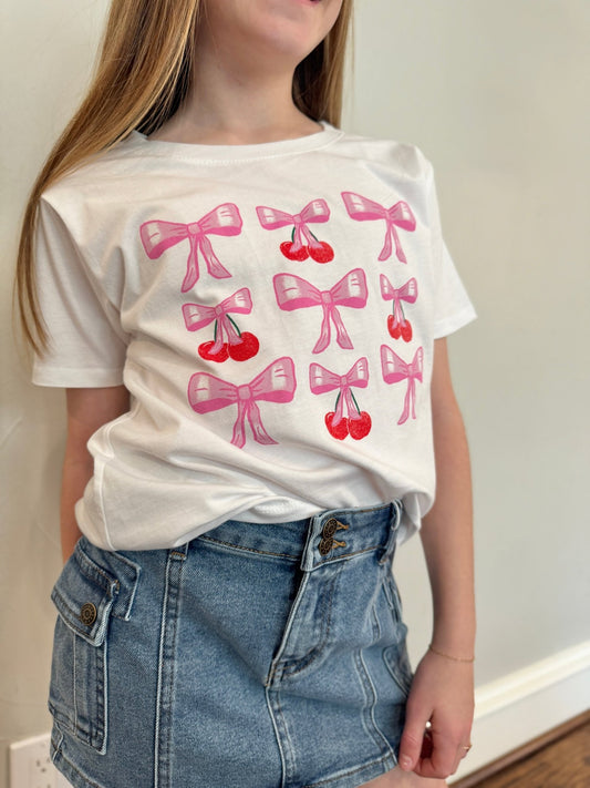 Girls Cherry Sweet & Bow - tiful Tee 🍒🎀 - YellowBrickRoad