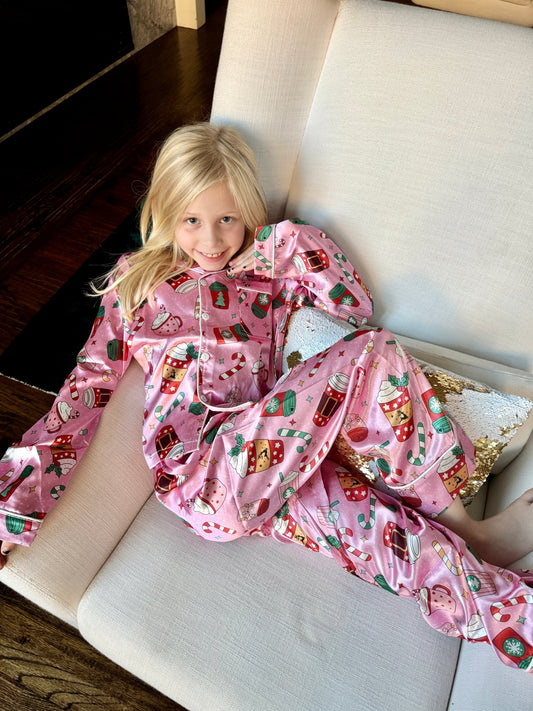 Girls Cocoa Silk Loungewear Set - YellowBrickRoad