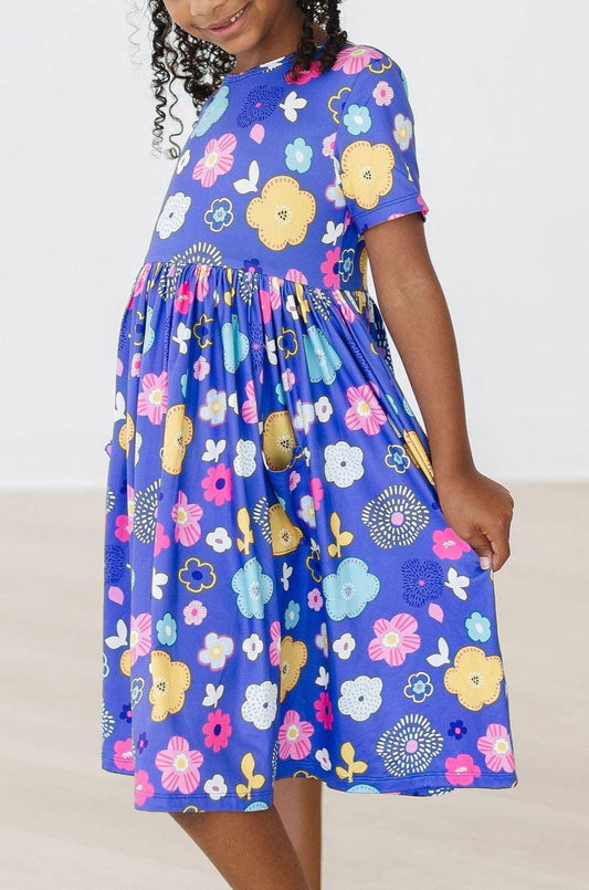 Girls Floral Frenzy Pocket Twirl Dress - YellowBrickRoad