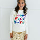 Girls Happy Everything Tinsel Sweater - YellowBrickRoad