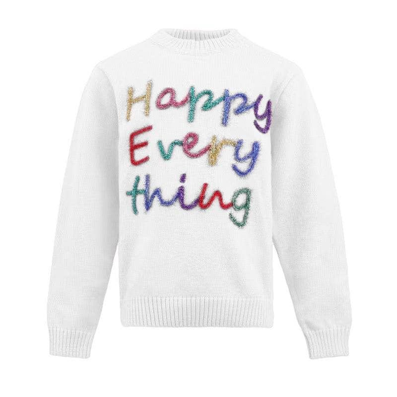 Girls Happy Everything Tinsel Sweater - YellowBrickRoad