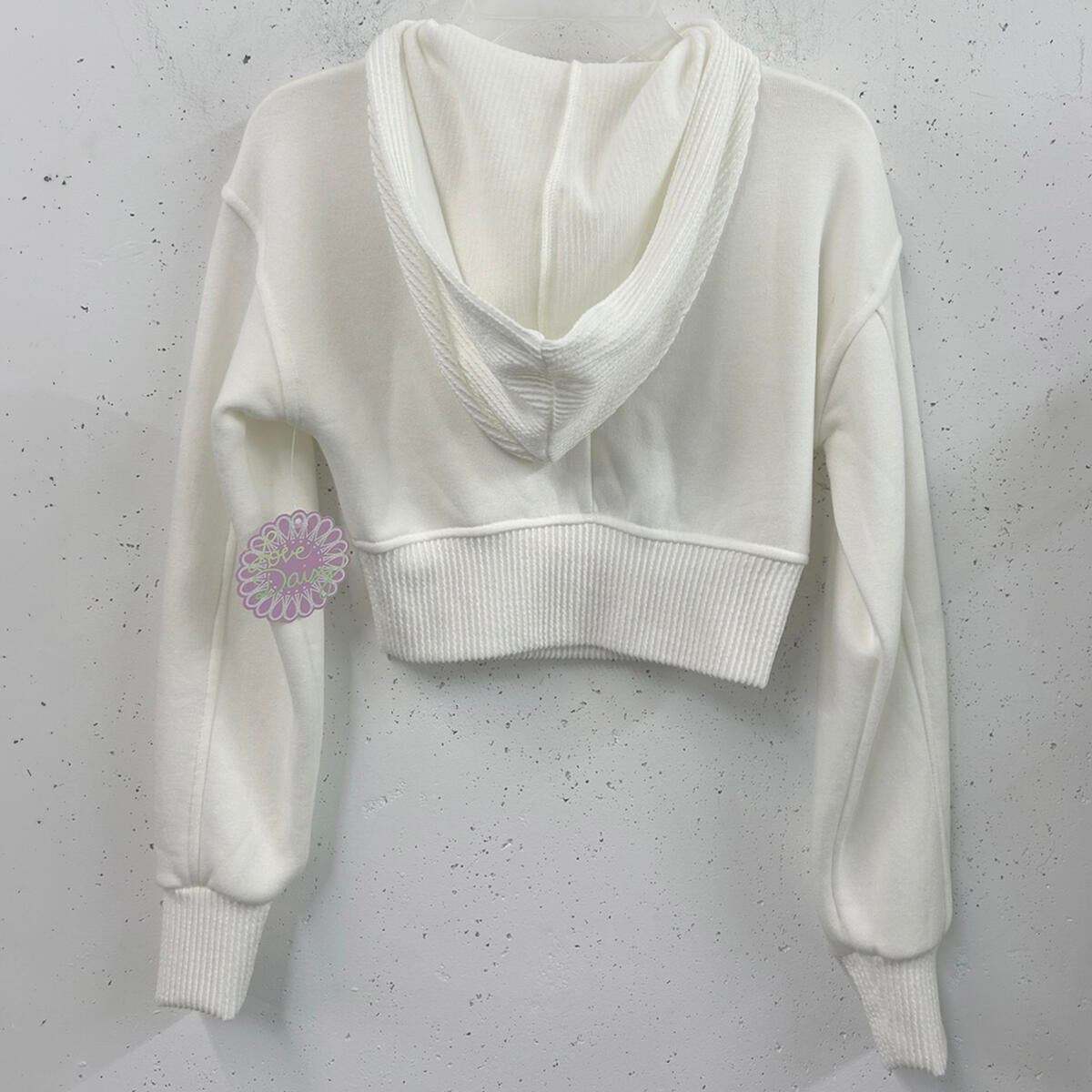 Girls Ivory Crop Hoodie Sweater - YellowBrickRoad