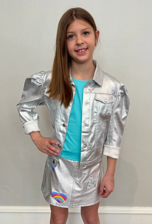 Girls Mia New York Silver Pleather Jacket 🔥 - YellowBrickRoad