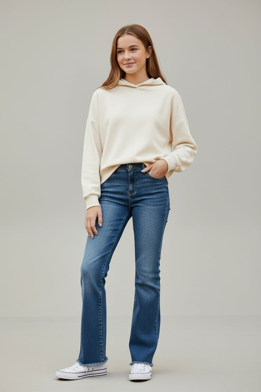 Girls Mid Rise Flare Jeans