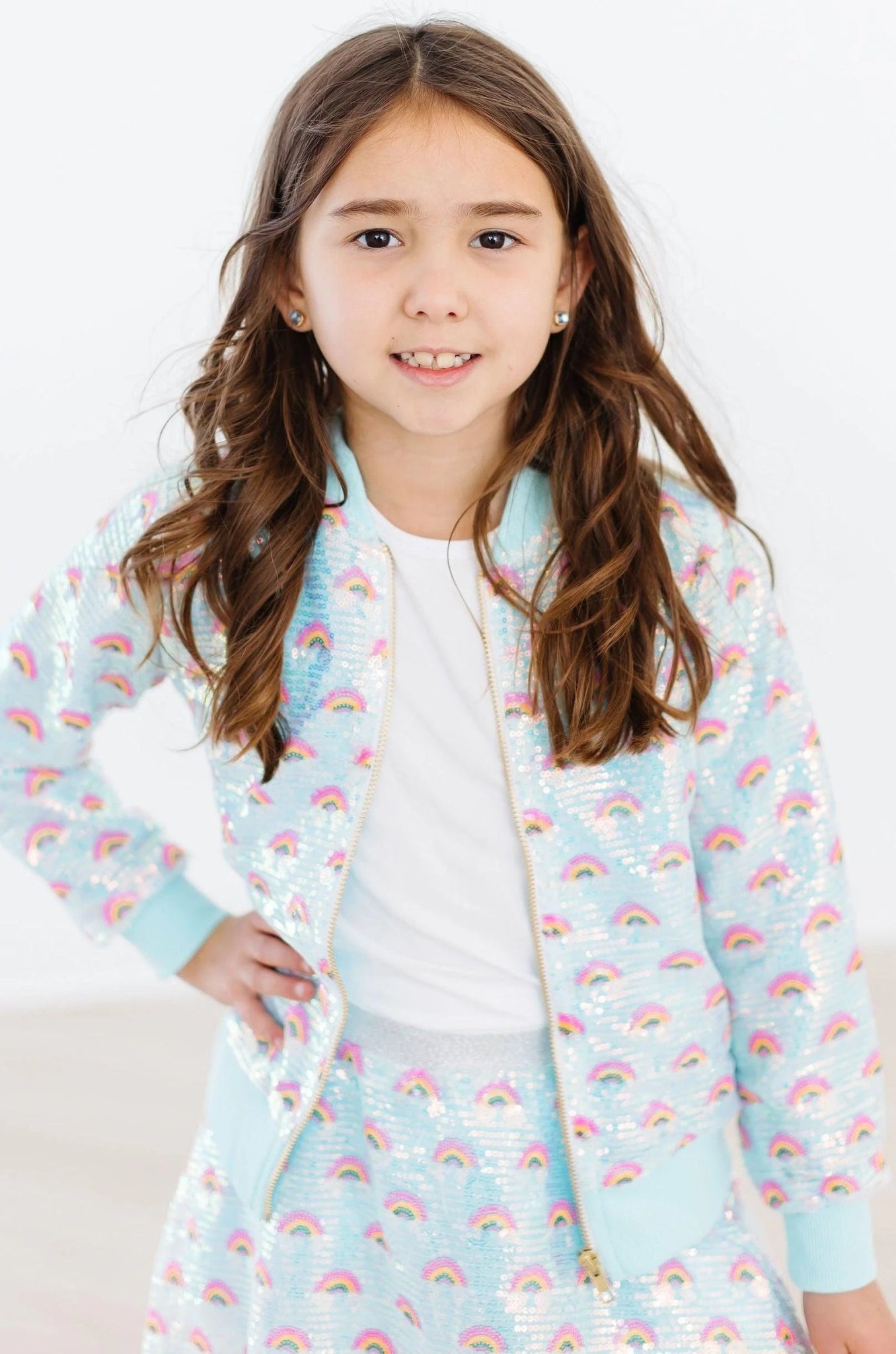 Girls Mint Rainbow Sequin Jacket - YellowBrickRoad