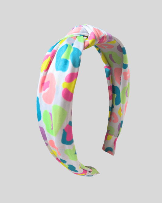 Girls Neon Leopard Top Knot Headband - YellowBrickRoad