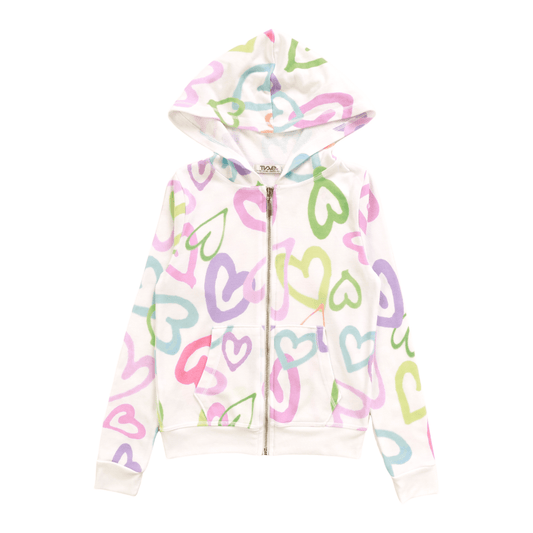 Girls Pastel Hearts Zip - Up Hoodie by T2Love 💖🌈 - YellowBrickRoad