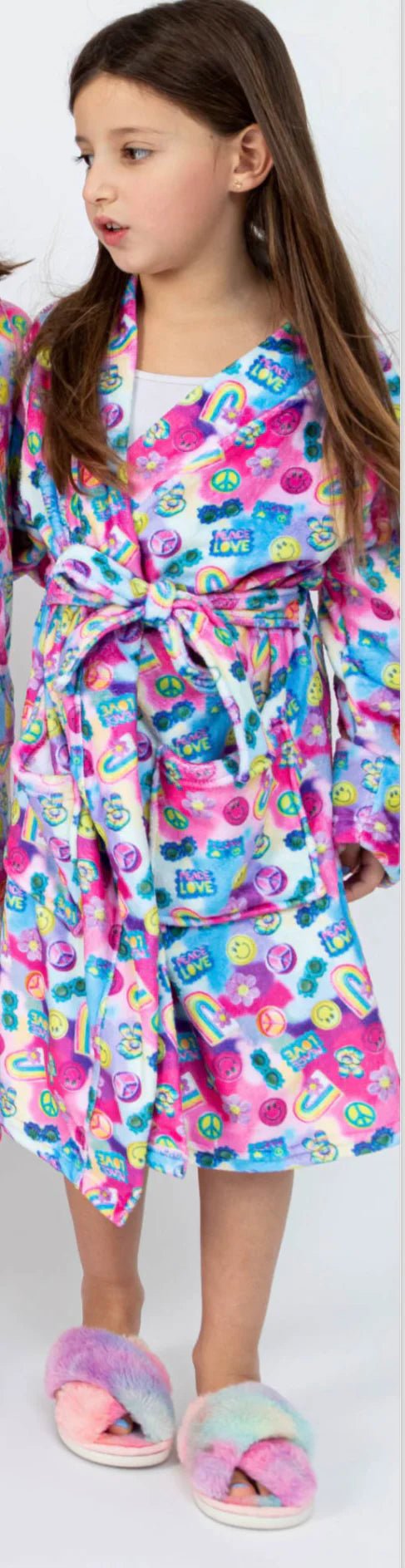 Girls Peace & Love Plush Robe - YellowBrickRoad