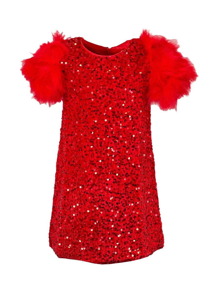 Girls Sequin & Feather Party Dress - YellowBrickRoad