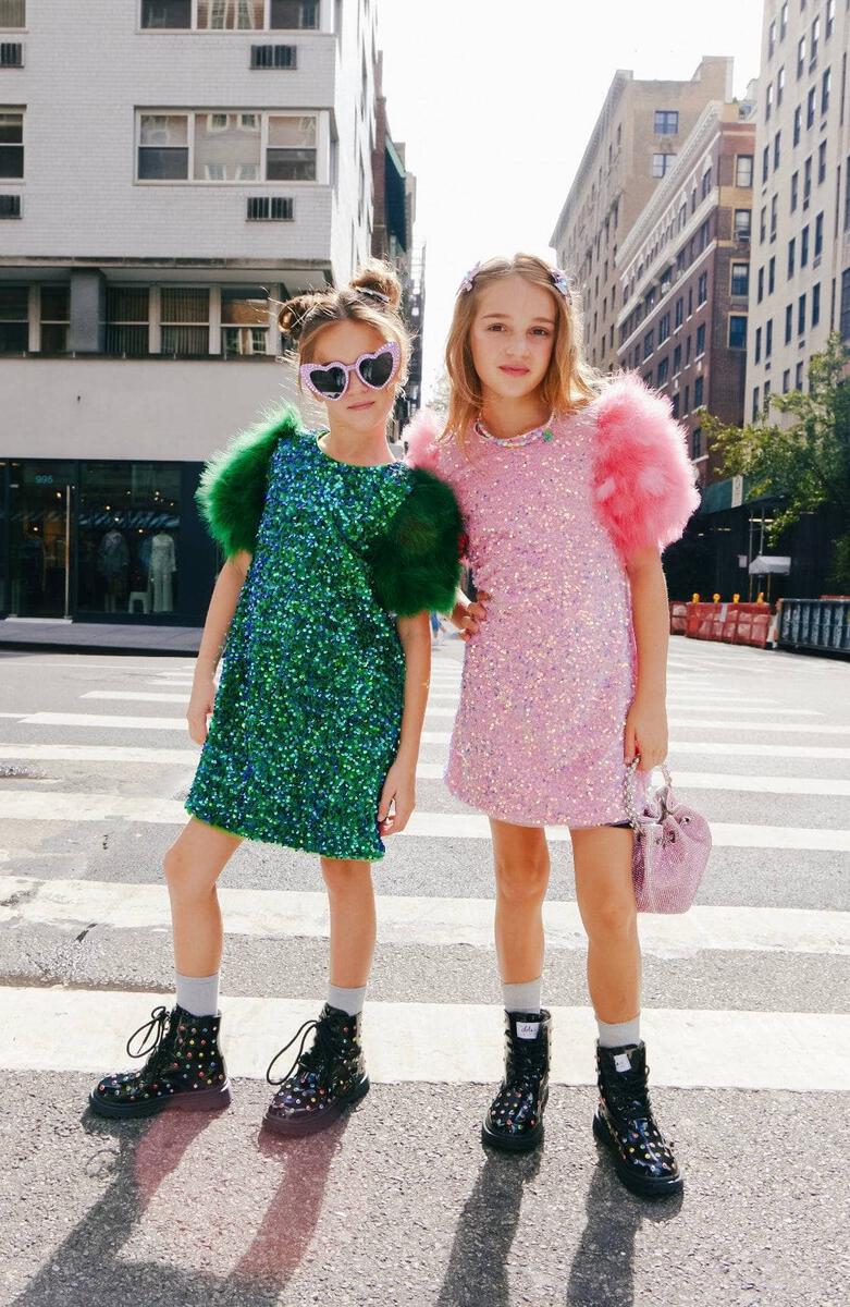 Girls Sequin & Feather Party Dress Girls Sequin & Feather Party Dress