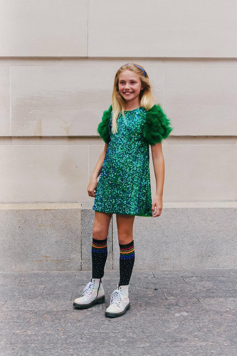 Girls Sequin & Feather Party Dress - YellowBrickRoad