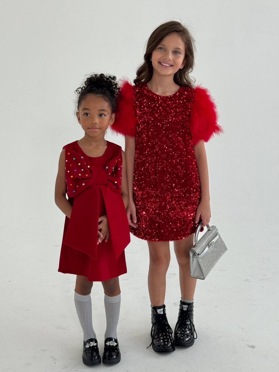 Girls Sequin & Feather Party Dress - YellowBrickRoad