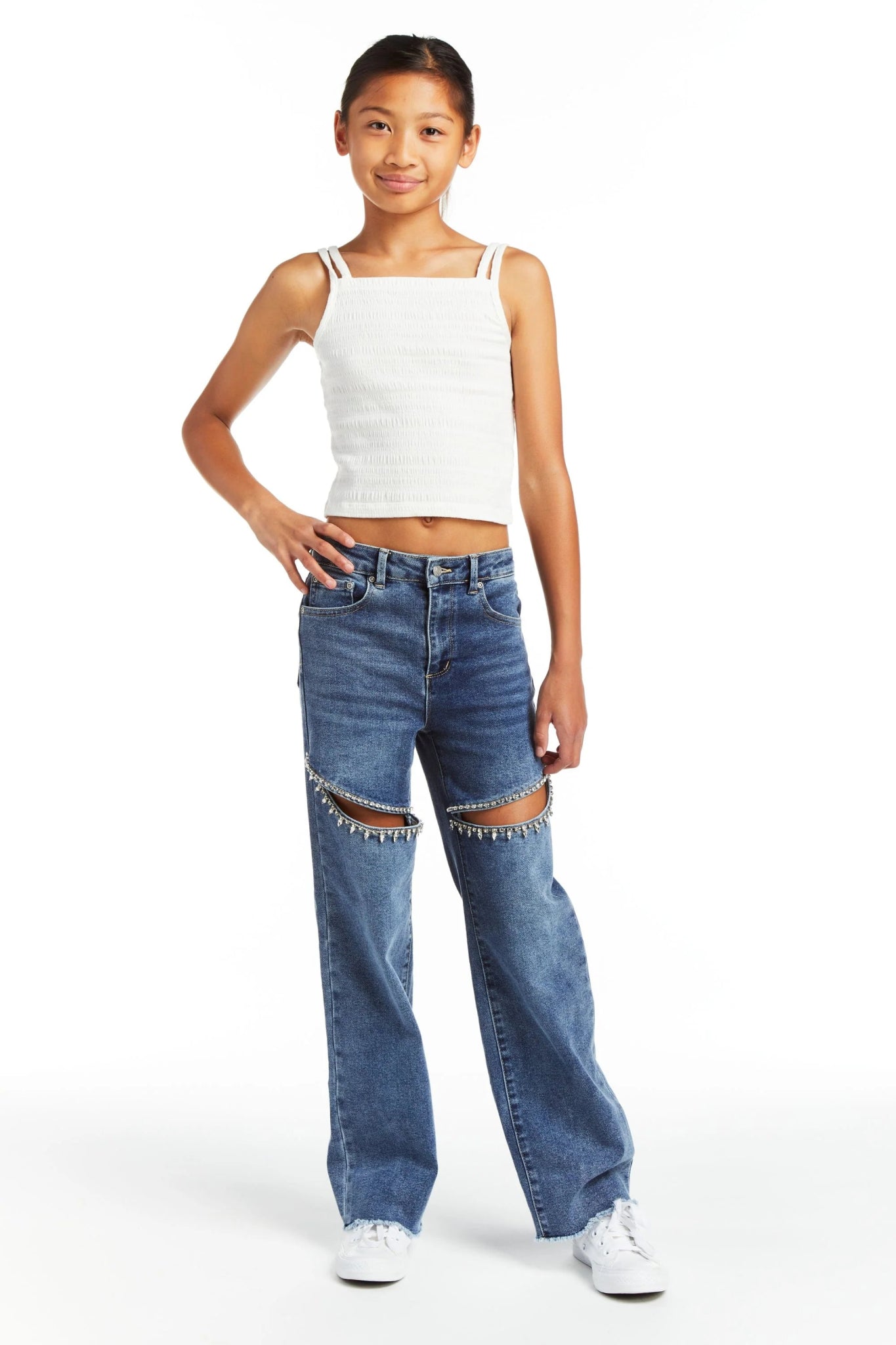 Girls SWIFTIE Crystal Slit Straight Leg Jeans - YellowBrickRoad