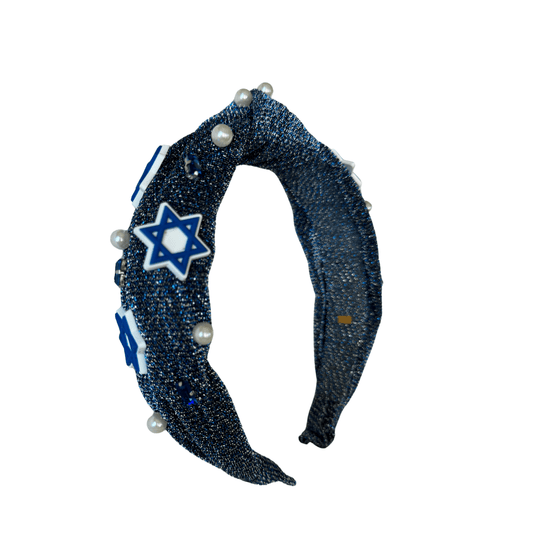 Hanukkah Charm Glitter Knotted Headband - YellowBrickRoad