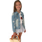 Girls Leather Star Jean Jacket