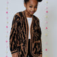 Girls Fuzzy Animal Print Cardigan