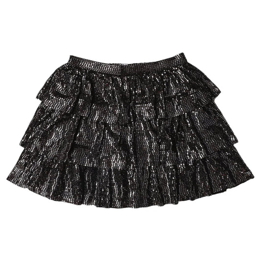 Girls Black Metallic Layered Skirt