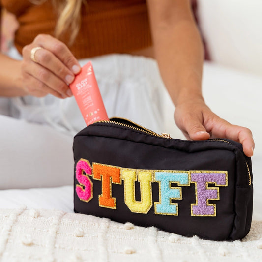 Preppy "STUFF" Lettered Toiletry Pouch - YellowBrickRoad