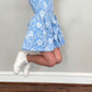 Girls Blue Floral Jacquard Dress