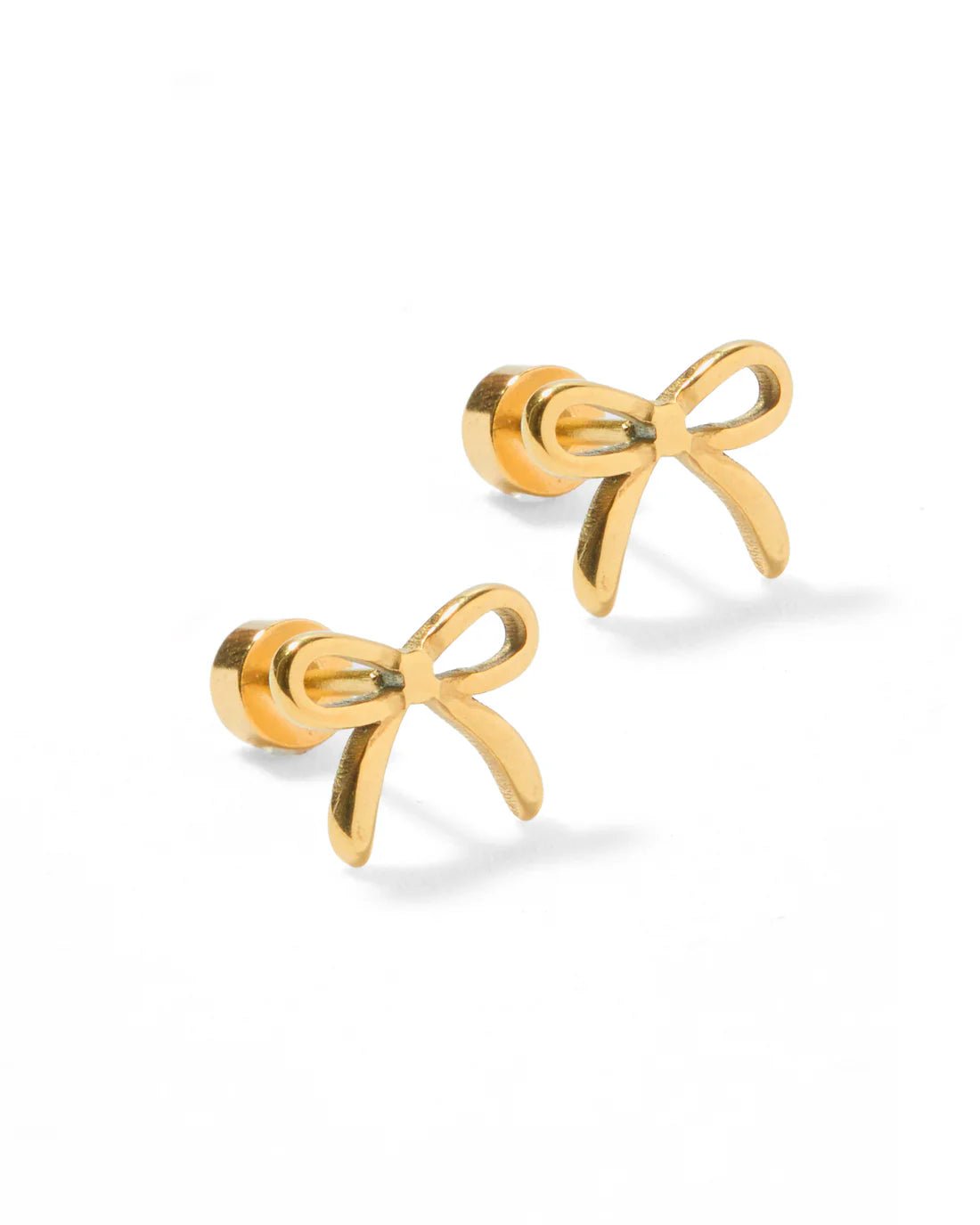 Sadie Bow Gold Screwback Stud Earrings - YellowBrickRoad