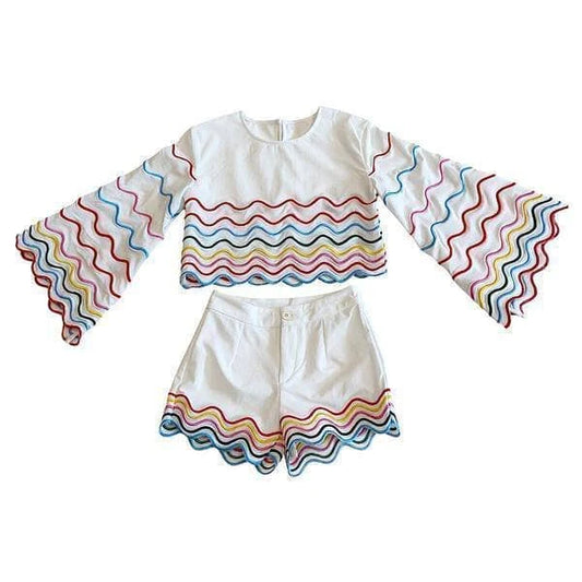 Girls Rainbow Wave Short Set