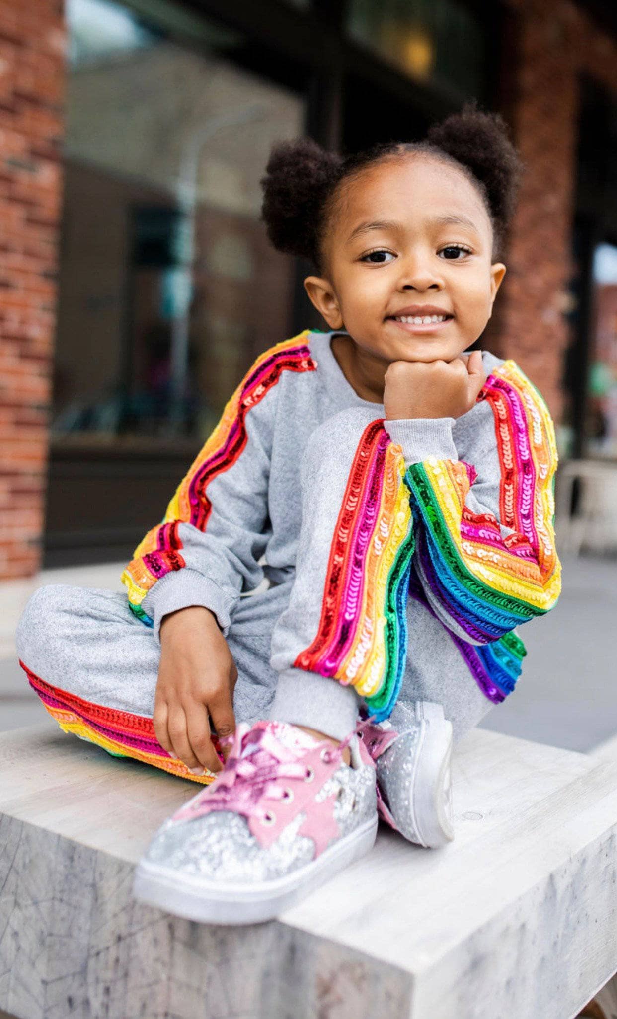 Girls Sequin Rainbow Tracksuit