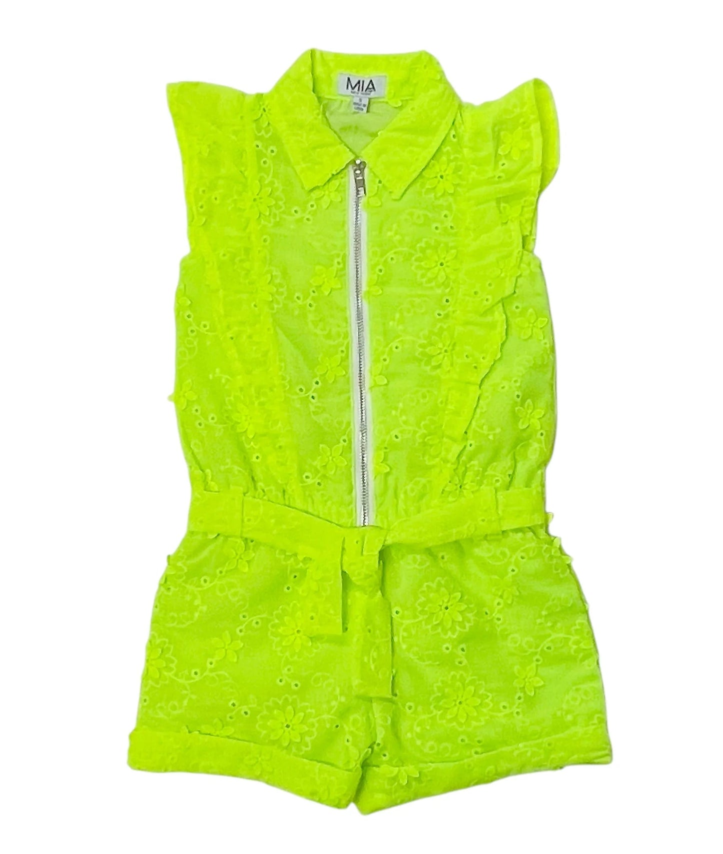 Tween Girls Neon Lime Eyelet Romper by MIA NY - YellowBrickRoad